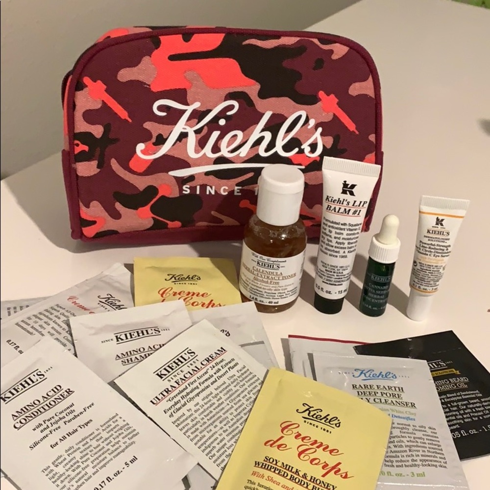 Kiehl’s samples and makeup bag!